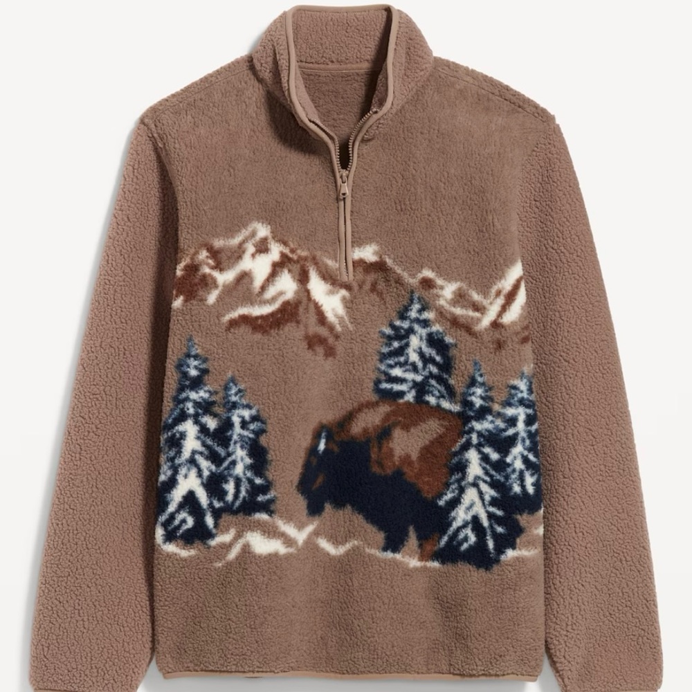 NWT Old Navy Buffalo Sherpa Quarter Zip, size medium